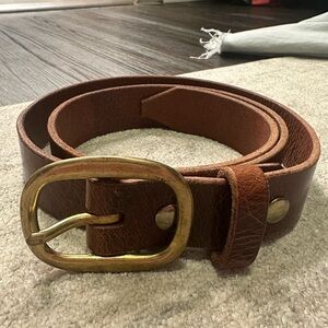 Brown leather Belt with Gold Buckle